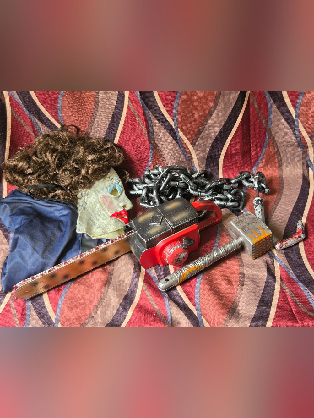 Leatherface Complete Costume (M) Pretty Woman Mask AND Props